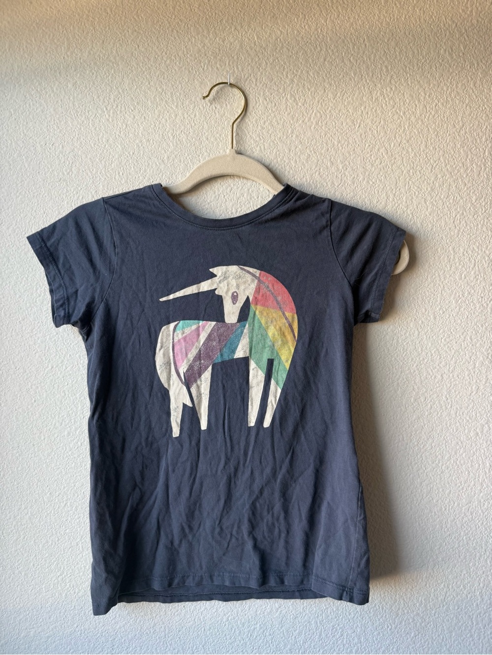 Tea Collection Navy Tee with Rainbow Geometric Unicorn